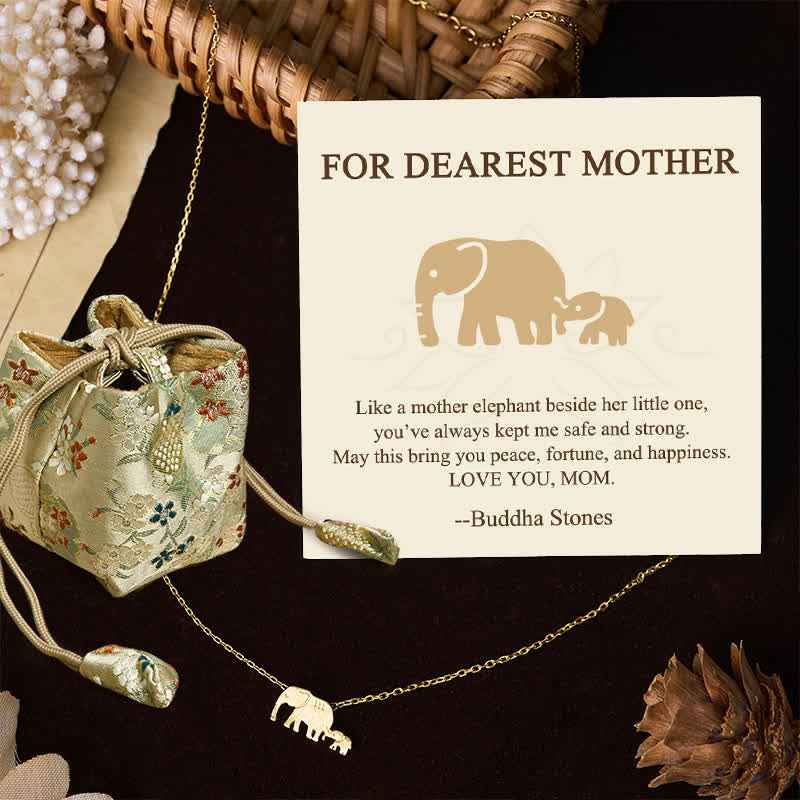 Fortune Jewel "FOR DEAREST MOTHER" Elephant 925 Sterling Silver Necklace Pendants Includes Gift Message Card