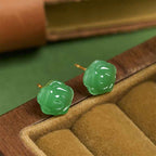 Fortune Jewel 925 Sterling Silver Green Chalcedony Rose Strength Courage Earrings