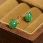 Fortune Jewel 925 Sterling Silver Green Chalcedony Rose Strength Courage Earrings