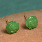 Fortune Jewel 925 Sterling Silver Green Chalcedony Rose Strength Courage Earrings