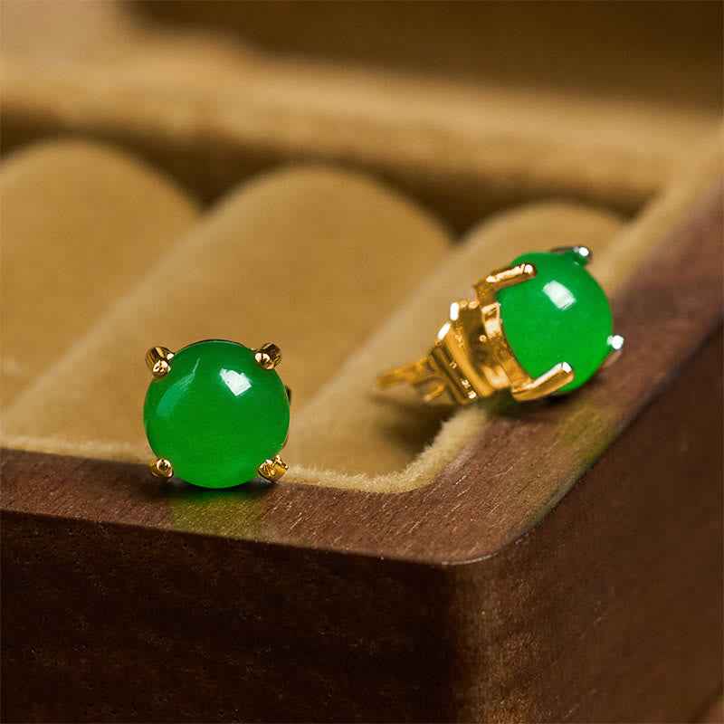 Fortune Jewel Jade 925 Sterling Silver Abundance Earrings