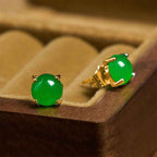 Fortune Jewel Jade 925 Sterling Silver Abundance Earrings