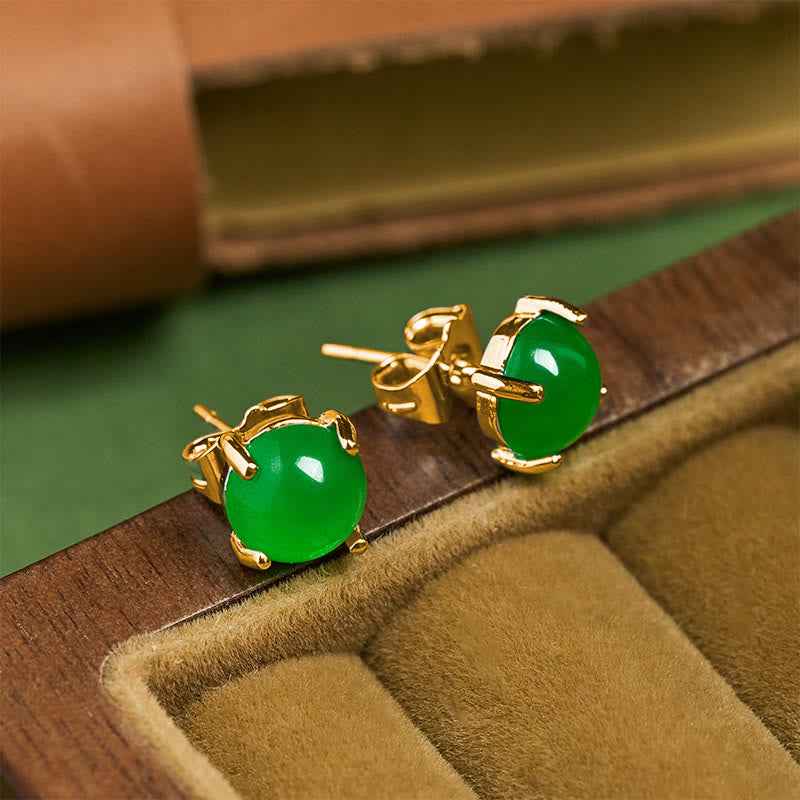 Fortune Jewel Jade 925 Sterling Silver Abundance Earrings