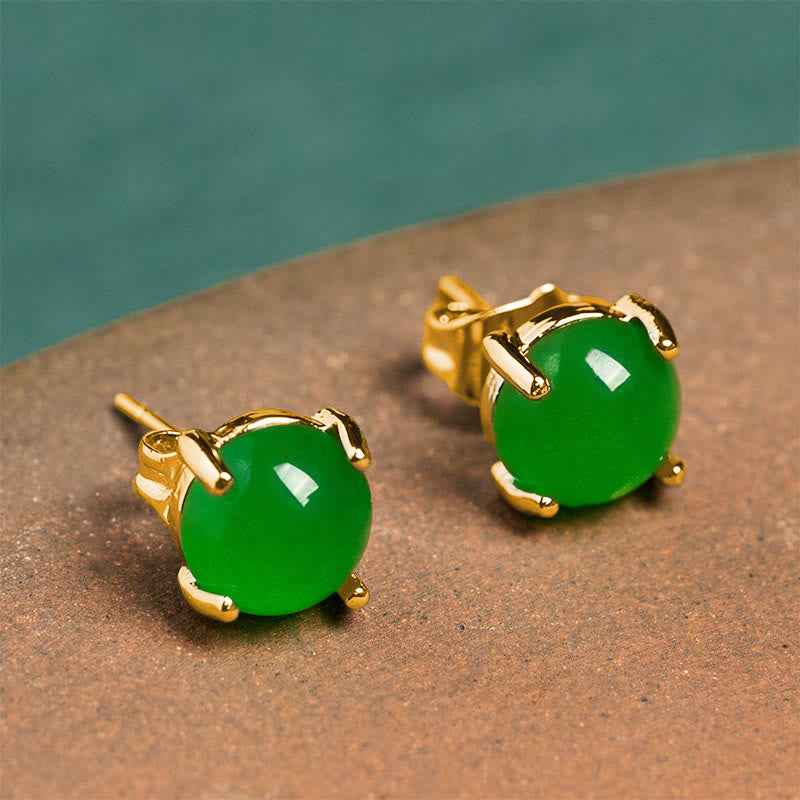Fortune Jewel Jade 925 Sterling Silver Abundance Earrings