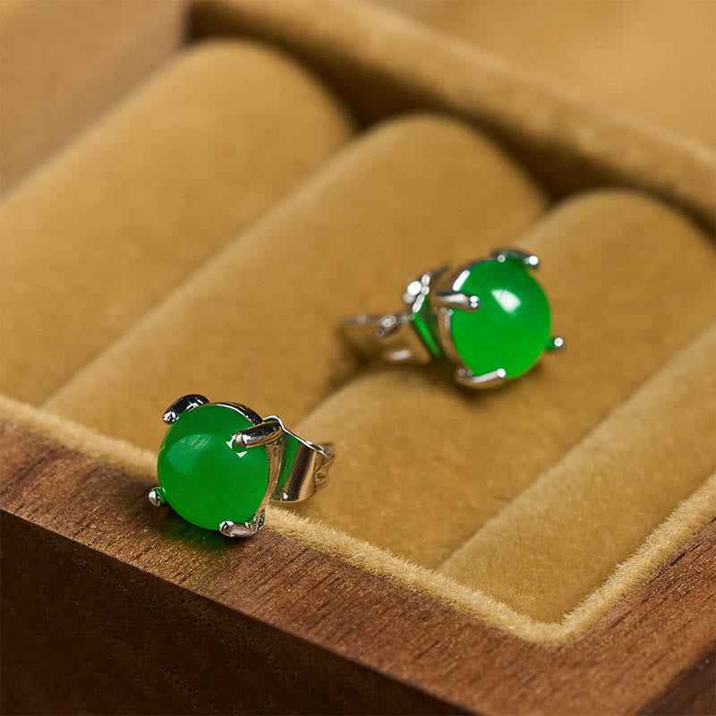 Fortune Jewel Jade 925 Sterling Silver Abundance Earrings