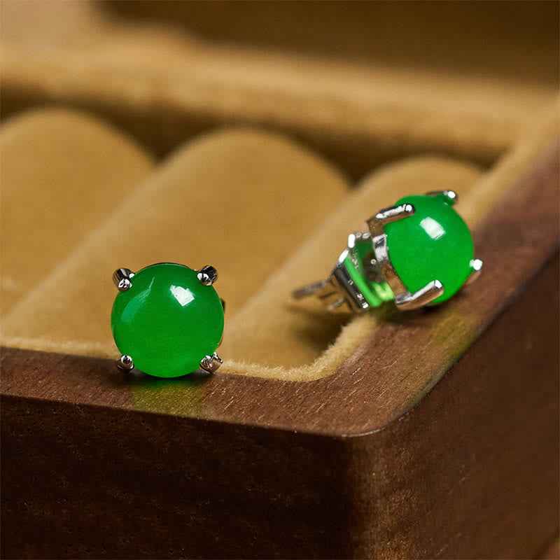 Fortune Jewel Jade 925 Sterling Silver Abundance Earrings