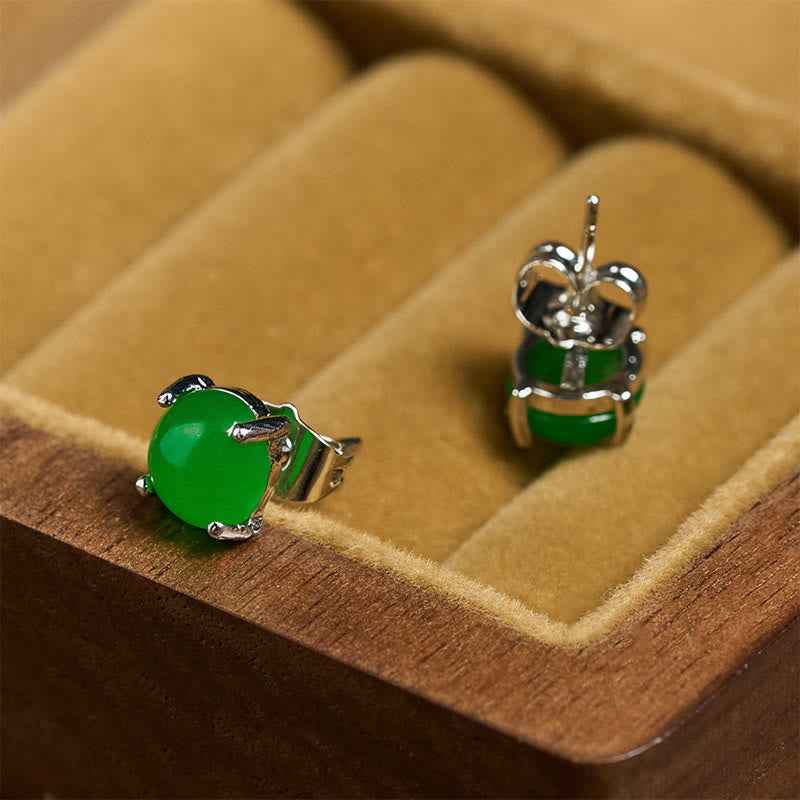 Fortune Jewel Jade 925 Sterling Silver Abundance Earrings