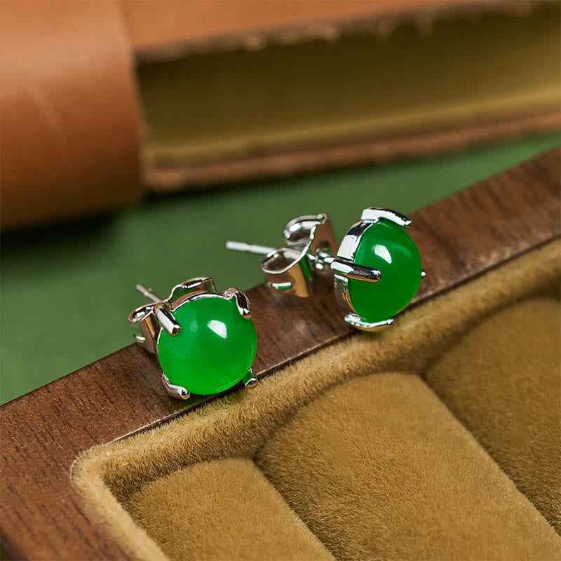 Fortune Jewel Jade 925 Sterling Silver Abundance Earrings