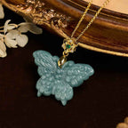 Fortune Jewel "FOR DEAREST MOTHER" Jade Butterfly Abundance Necklace Pendants Includes Gift Message Card