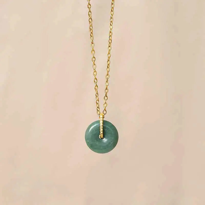 Fortune Jewel "FOR DEAREST MOTHER" Peace Buckle Jade 925 Sterling Silver Luck Necklace Pendants Includes Gift Message Card