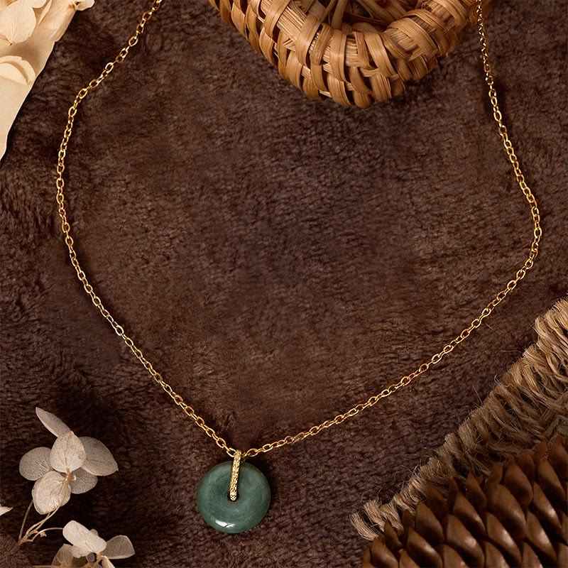 Fortune Jewel "FOR DEAREST MOTHER" Peace Buckle Jade 925 Sterling Silver Luck Necklace Pendants Includes Gift Message Card
