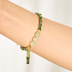 Fortune Jewel Bamboo Bufferfly Peridot Hetian Jade Bead Peace Bracelet
