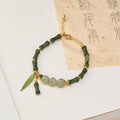 Fortune Jewel Bamboo Bufferfly Peridot Hetian Jade Bead Peace Bracelet
