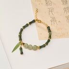 Fortune Jewel Bamboo Bufferfly Peridot Hetian Jade Bead Peace Bracelet