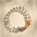 Fortune Jewel Clear Quartz 999 Sterling Silver Koi Fish Protection Bracelet