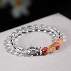 Fortune Jewel Clear Quartz 999 Sterling Silver Koi Fish Protection Bracelet