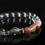 Fortune Jewel Clear Quartz 999 Sterling Silver Koi Fish Protection Bracelet