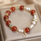 Fortune Jewel Natural Red Agate Pearl Butterfly Self-acceptance Bracelet