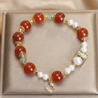 Fortune Jewel Natural Red Agate Pearl Butterfly Self-acceptance Bracelet