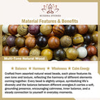Fortune Jewel 108 Beads Multi-Tone Natural Wood Calm Energy Mala