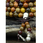 Fortune Jewel 108 Beads Multi-Tone Natural Wood Calm Energy Mala