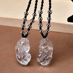 Fortune Jewel Natural Clear Quartz Pixiu Clarity Beads Rope Necklace