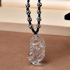 Fortune Jewel Natural Clear Quartz Pixiu Clarity Beads Rope Necklace
