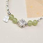 Buddha Stones Joy Happiness Charm Lotus Jade Bead Copper Abundance Bracelet