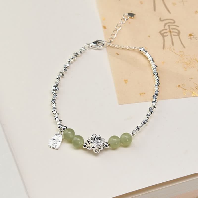 Buddha Stones Joy Happiness Charm Lotus Jade Bead Copper Abundance Bracelet
