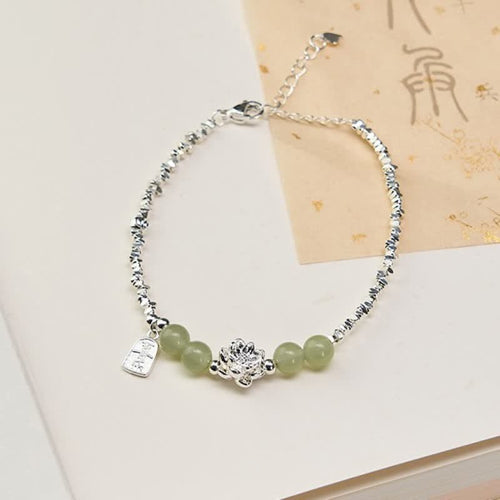 Buddha Stones Joy Happiness Charm Lotus Jade Bead Copper Abundance Bracelet