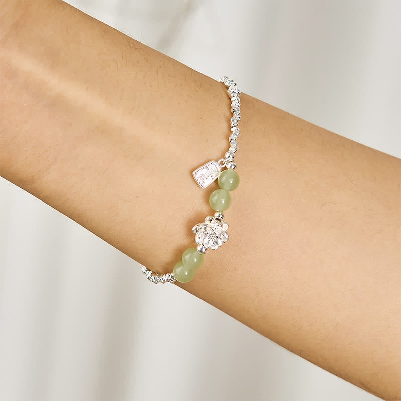 Buddha Stones Joy Happiness Charm Lotus Jade Bead Copper Abundance Bracelet