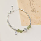 Buddha Stones Joy Happiness Charm Lotus Jade Bead Copper Abundance Bracelet