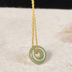 Fortune Jewel Natural Green Jade Peace Buckle Prosperity Necklace Pendant