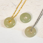Fortune Jewel Natural Green Jade Peace Buckle Prosperity Necklace Pendant