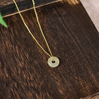 Fortune Jewel Natural Green Jade Peace Buckle Prosperity Necklace Pendant