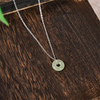 Fortune Jewel Natural Green Jade Peace Buckle Prosperity Necklace Pendant