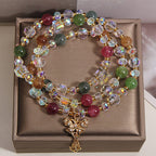 Fortune Jewel Colorful Tourmaline Butterfly Wisdom Triple Wrap Bracelet