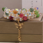 Fortune Jewel Colorful Tourmaline Butterfly Wisdom Triple Wrap Bracelet
