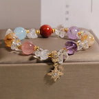 Fortune Jewel Natural Various Crystal Clear Quartz Zircon Hexagram Charm Healing Bracelet