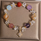 Fortune Jewel Natural Various Crystal Clear Quartz Zircon Hexagram Charm Healing Bracelet