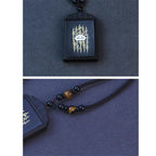 Fortune Jewel 999 Sterling Silver Ebony Wood Lotus Inlaid Calm Necklace Pendant Fortune Jewel