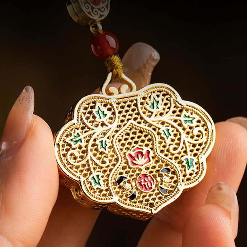 Fortune Jewel Lock of Good Wishes Fu Character Luck Blessing Key Chain