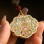 Fortune Jewel Lock of Good Wishes Fu Character Luck Blessing Key Chain