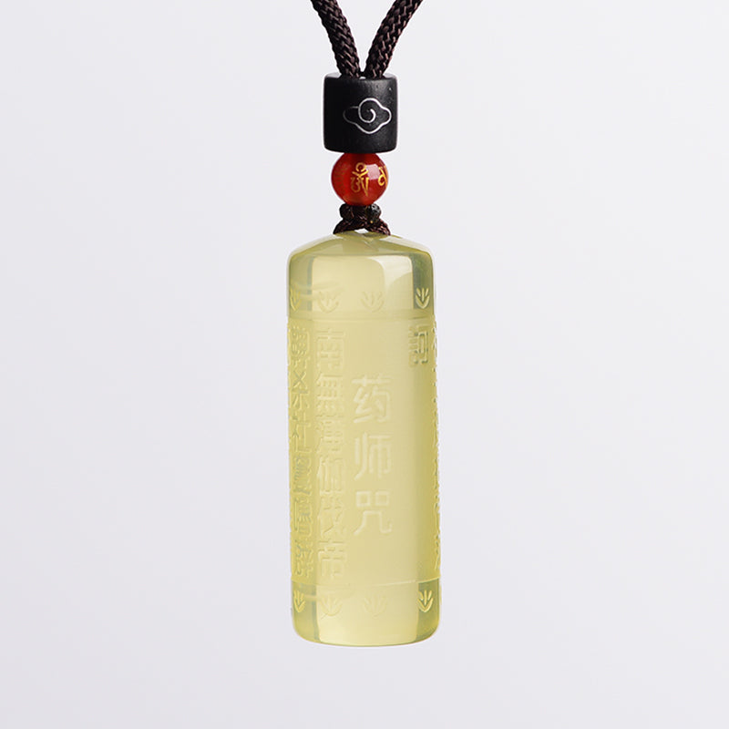 Fortune Jewel Heart Sutra Citrine Happiness Strength Necklace Pendant