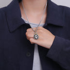 Fortune Jewel Tibet Dzi Bead Garuda Pattern Copper Metal Wealth Necklace Pendant