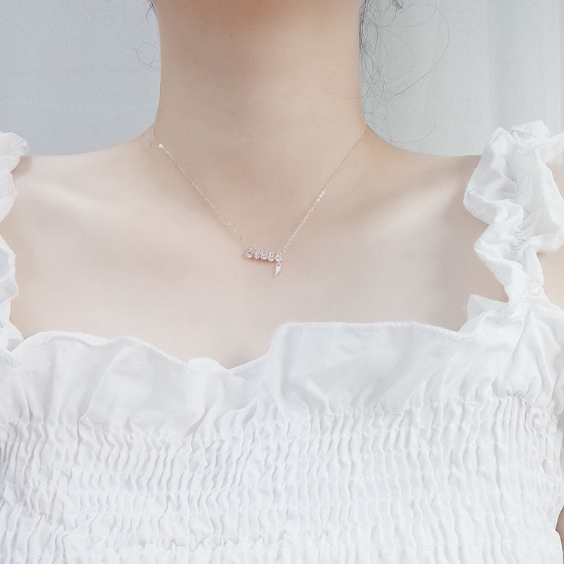 S925 Sterling Silver "Angel" Letter Necklace – Elegant Clavicle Chain Necklace for Women