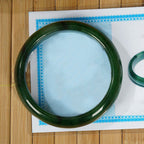 Fortune Jewel Natural Hetian Cyan Jade Happiness Success Bracelet Bangle