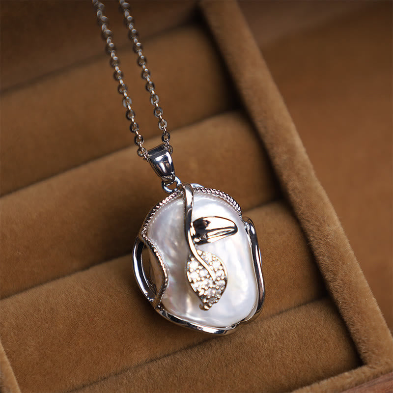 Fortune Jewel 18K Gold Plated Copper Natural Baroque Pearl Flower Sincerity Necklace Pendant