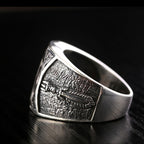 Fortune Jewel 925 Sterling Silver Sanskrit Design Carved Protection Adjustable Ring