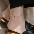 Fortune Jewel 18k Gold Plated Copper Lucky Gourd Design Wealth Buckle Anklet